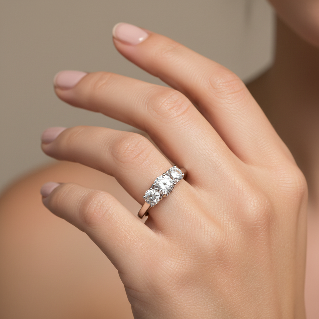 9ct White Gold Cz Ring.