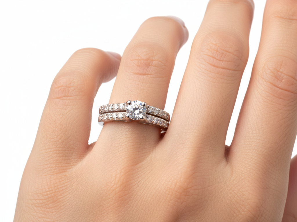 9ct White Gold Cz Ring.