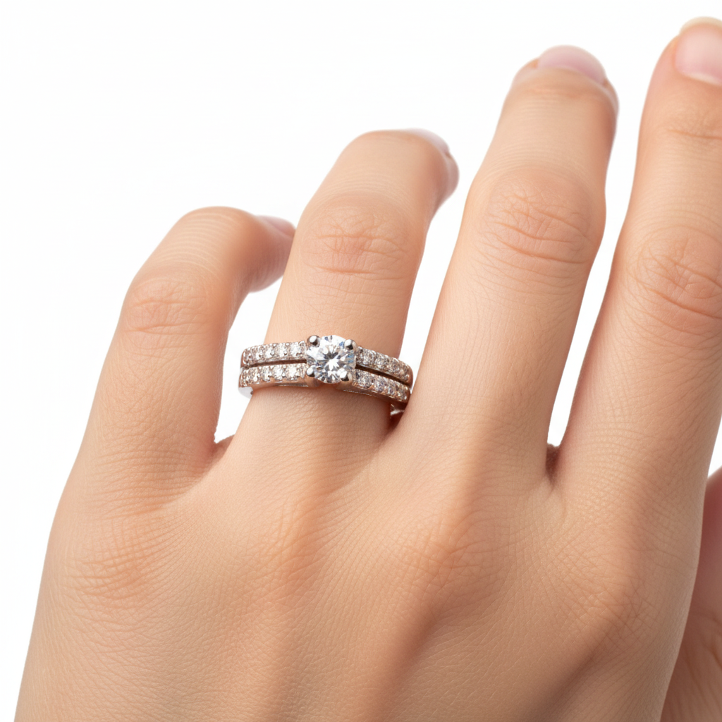 9ct White Gold Cz Ring.