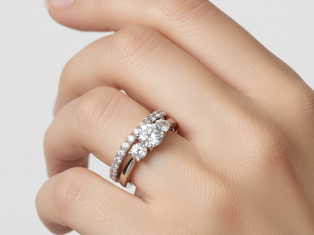 9ct White Gold Cz Ring.