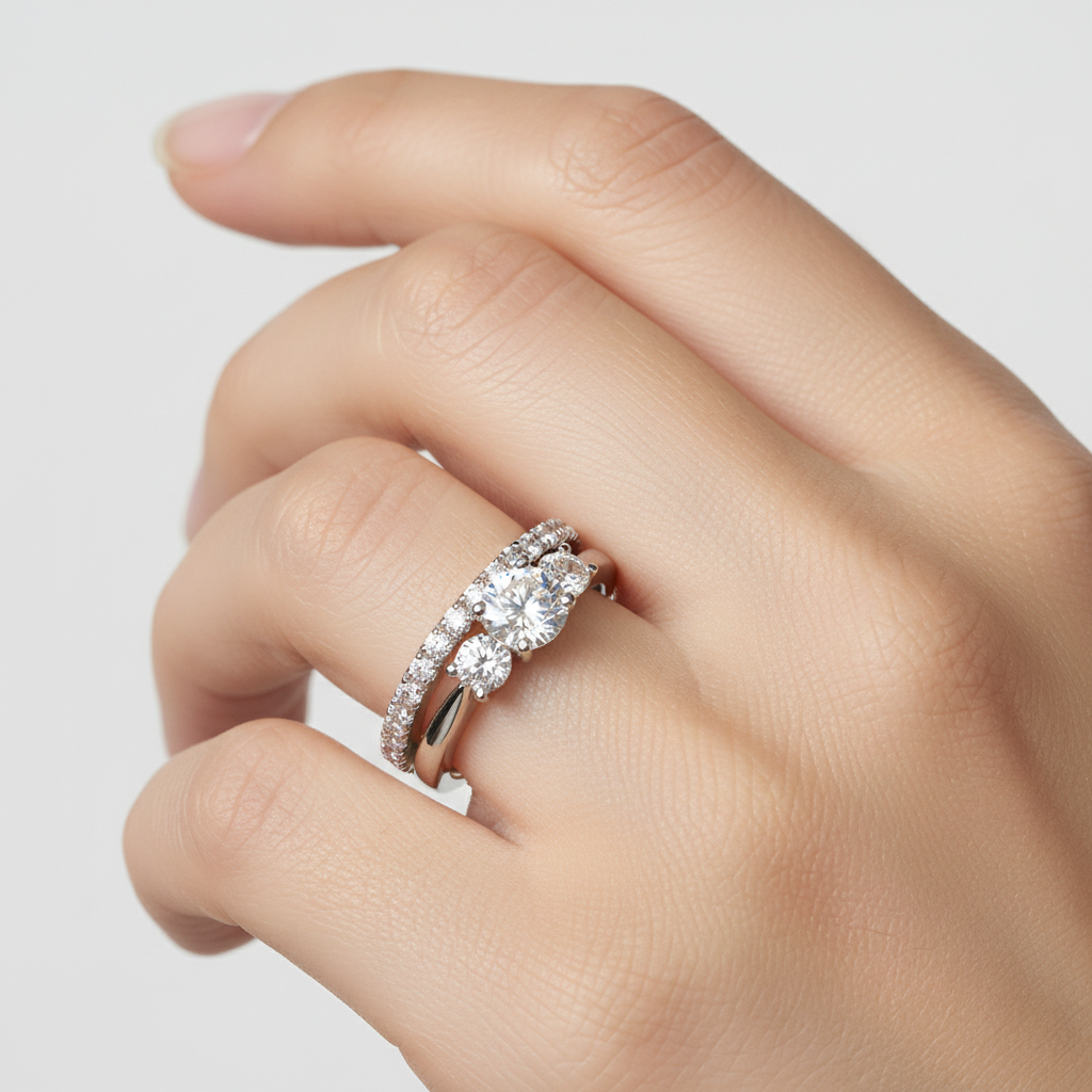 9ct White Gold Cz Ring.