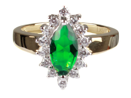 9ct Yellow Gold Emerald Cz Ring.