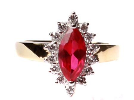 9ct Yellow Gold Ruby Cz Ring.