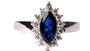 9ct White Gold Sapphire Cz Ring.
