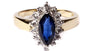9ct Yellow Gold Sapphire Cz Ring.