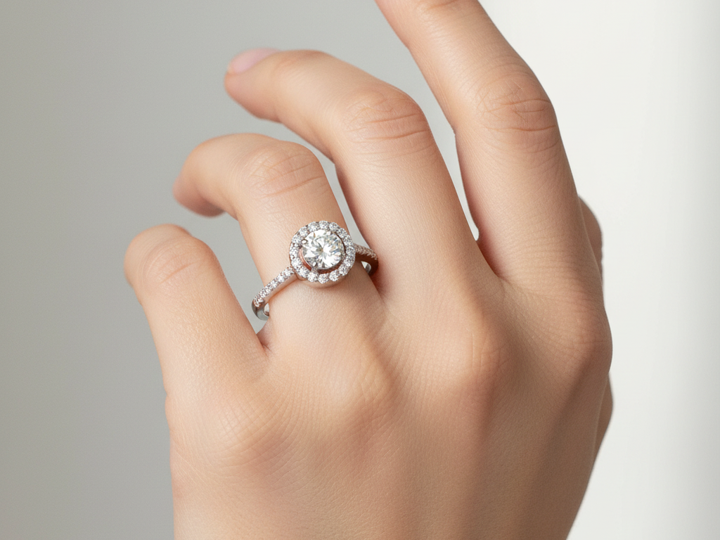 9ct White Gold Cz Ring.