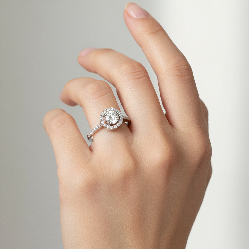9ct White Gold Cz Ring.