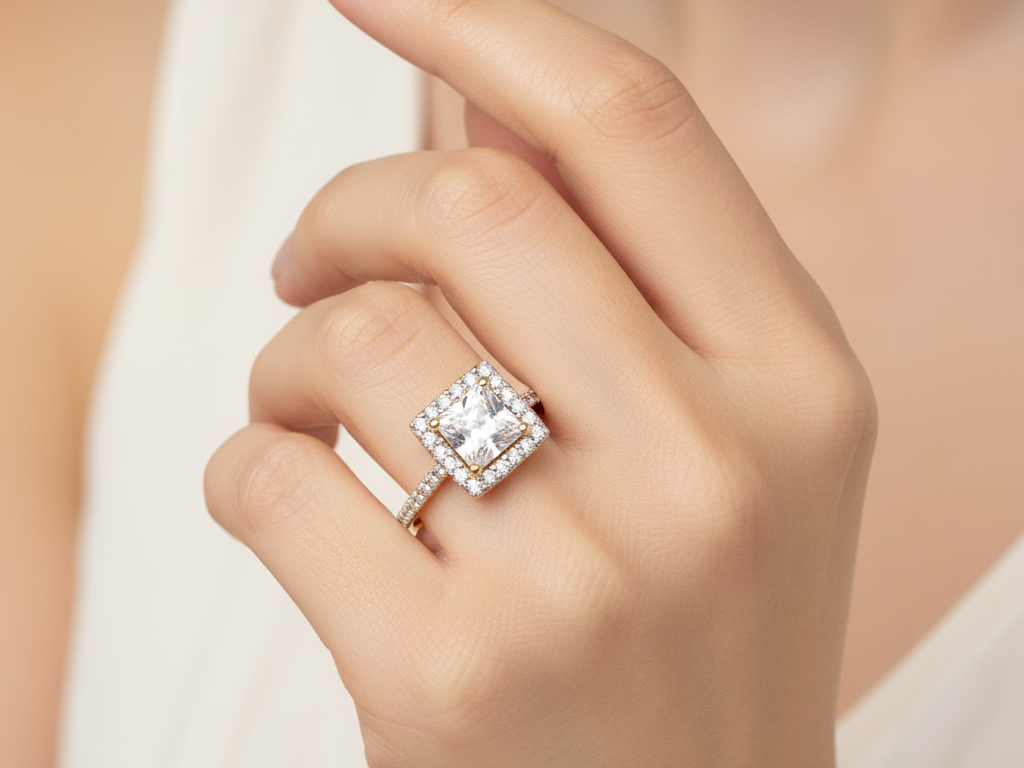 9ct Yellow Gold Cz Ring.