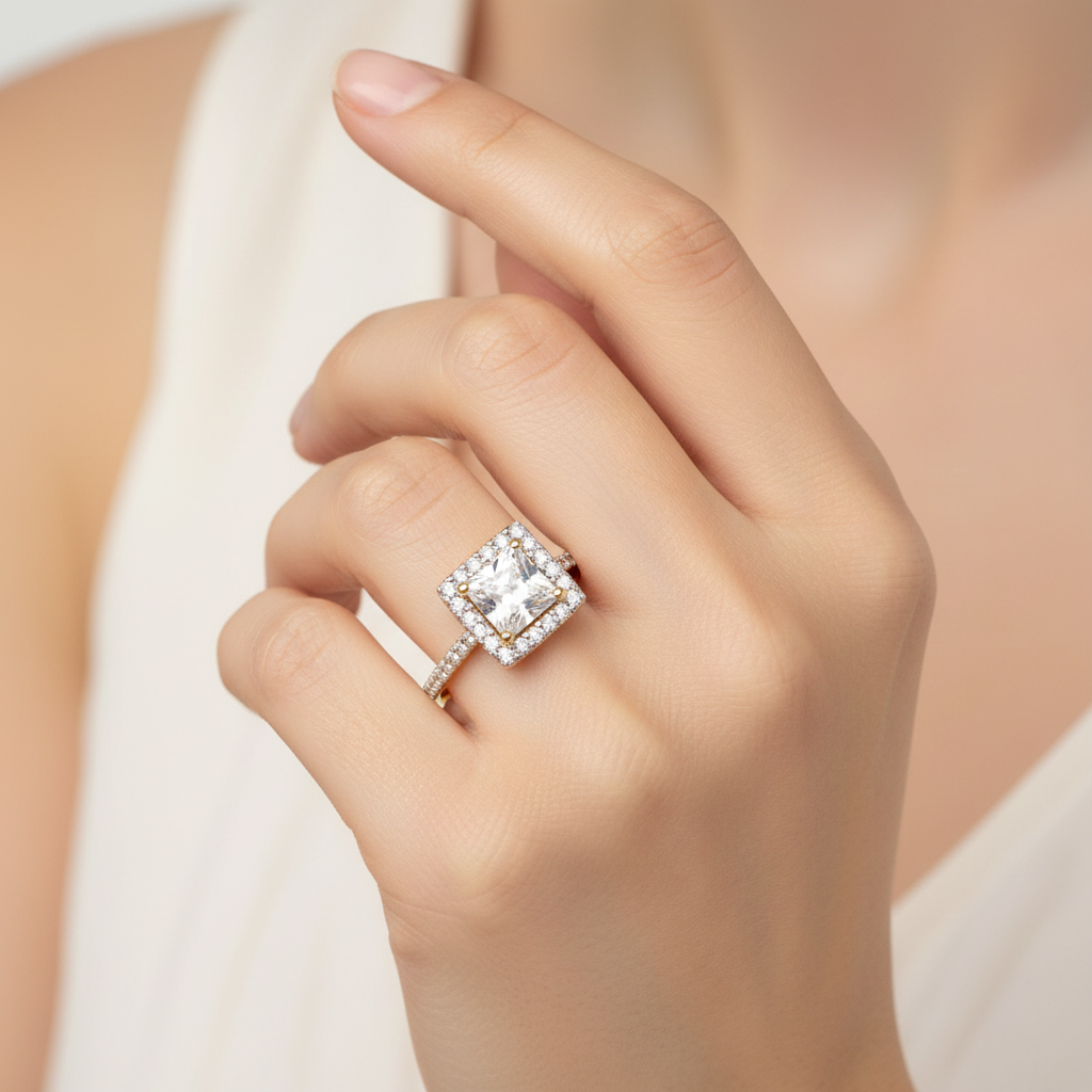 9ct Yellow Gold Cz Ring.