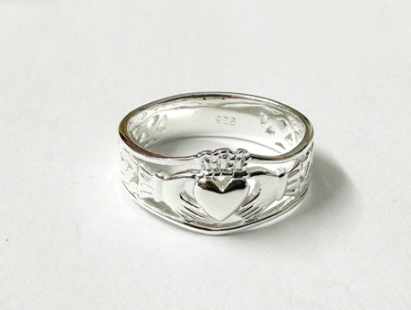 Claddagh Silver Ring with Celtic Design