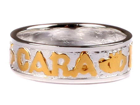 CELTIC IRISH ANAM CARA MY SOUL MATE CLADDAGH SYMBOL GOLDPLATED GENTS SILVER RING
