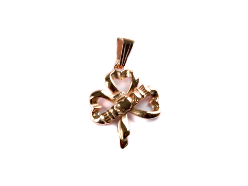 Claddagh Shamrock Rose Plated Silver Pendant