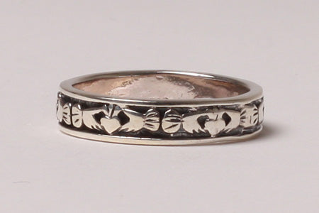 Claddagh Silver Oxydised Band Ring