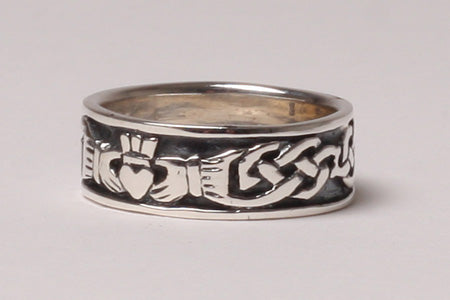 Claddagh Silver Oxydised Band Ring
