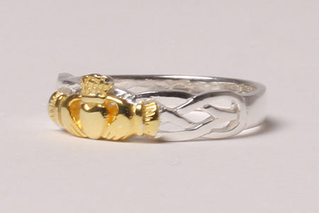 Claddagh Silver Ring With Celtic Knot Design