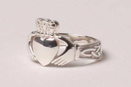 Claddagh Silver Ring Ladies with a Trinity Knot Design