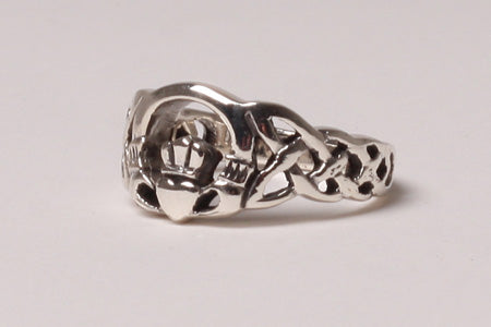 Claddagh Silver Ring with Celtic design Band