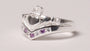 Wishbone Claddagh Ring with Amethyst Cubic Zirconia Stone