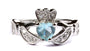 Claddagh Ring with Aquamarine Cubic Zirconia March BirthStone.