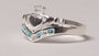 Wishbone Claddagh Ring with Aquamarine Cubic Zirconia Stone