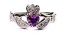Claddagh Ring with Alexandrite Cubic Zirconia June Month BirthStone.