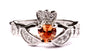 Claddagh Ring with Champagne or Yellow Sapphire Cubic Zirconia November Month BirthStone.