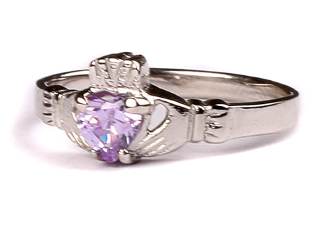Claddagh Ring with Alexandrite Cubic Zirconia June Month BirthStone