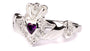Celtic Silver Claddagh Amethyst February Birthstone Ring