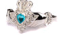 Celtic Silver Claddagh Aquamarine March Birthstone Ring