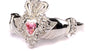 Celtic Silver Claddagh Pink October Birthstone Ring