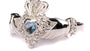Celtic Silver Claddagh Light Sapphire December Birthstone Ring