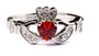 Claddagh Ring with Garnet Cubic Zirconia January BirthStone.