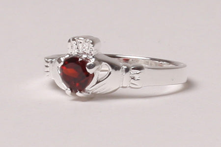Claddagh Ring with Garnet Cubic Zirconia January Month BirthStone