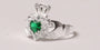 Claddagh Cluster Silver Ring with Emerald Cubic Zirconia Stone