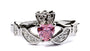 Claddagh Ring with Pink Cubic Zirconia October BirthStone.