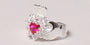 Claddagh Ring with Ruby Cubic Zirconia Stone
