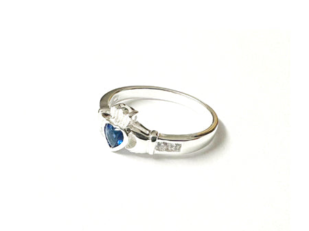 Claddagh Ring with Sapphire Cubic Zirconia September BirthStone