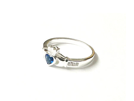 Claddagh Ring with Sapphire Cubic Zirconia September BirthStone