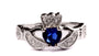 Claddagh Ring with Sapphire Cubic Zirconia September BirthStone.