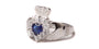 Claddagh Cluster Silver Ring with Sapphire Cubic Zirconia Stone.
