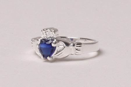 Claddagh Ring with Sapphire Cubic Zirconia September Month BirthStone