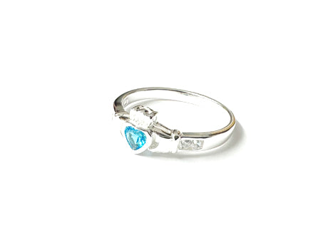 Claddagh Ring with Blue Topaz Cubic Zirconia December BirthStone