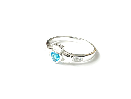 Claddagh Ring with Blue Topaz Cubic Zirconia December BirthStone
