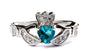 Claddagh Ring with Light Sapphire Cubic Zirconia December BirthStone.