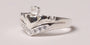 Wishbone Shape Claddagh Ring with White Cubic Zirconia Stone