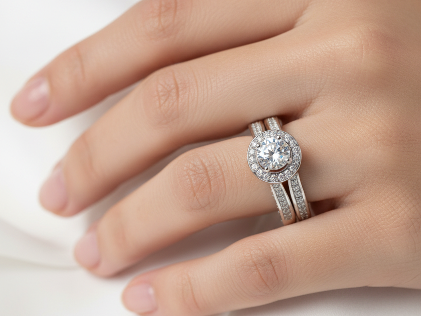 A White Cubic Zirconia Ring.