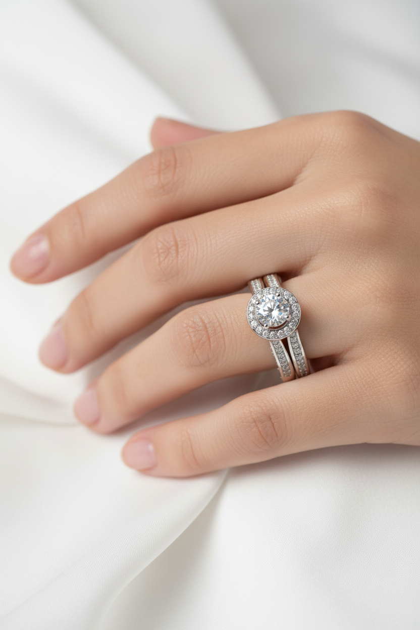 A White Cubic Zirconia Ring.
