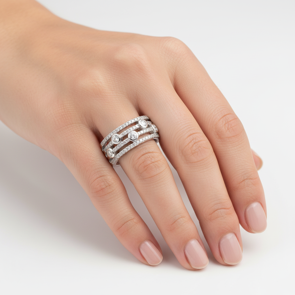 A White Cubic Zirconia Ring.