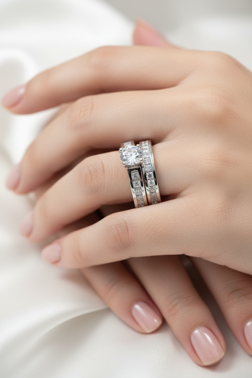 A White Cubic Zirconia Ring Set