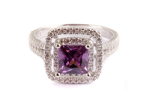 A Amethyst & White Cubic Zirconia Ring